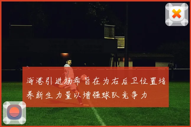 海港引进杨希旨在为右后卫位置培养新生力量以增强球队竞争力